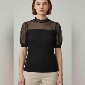 LNA black short sleeve blouse size small